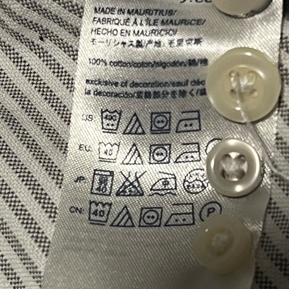 Tommy Hilfiger Mens Gray And White Pin Striped Long Sleeve Button Down Shirt, Lg - Picture 5 of 6